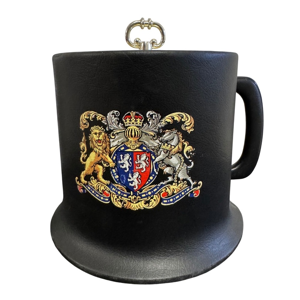 Kraftware 5th Ave NYC Beer Stein Ice Bucket Vintage Horse Lion Crest Black Gold